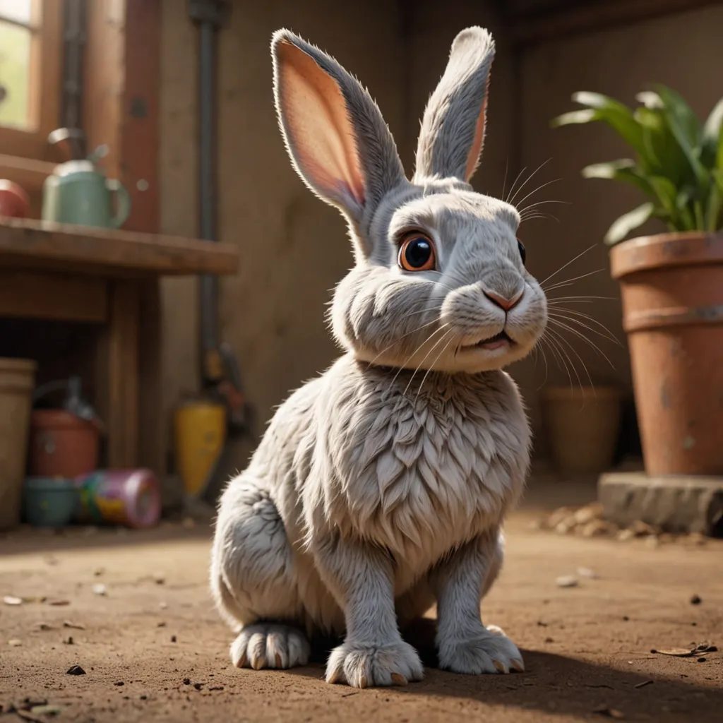 An amazingly detailed picture of a rabbit in the style of disney pixar studios SDXL